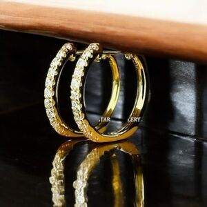 Gold & Cubic Zirconia Hoop Earrings